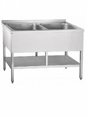 Ванна моечная двухсекционная Abat ВМП-7-2-6РН с полкой Ванна моечная двухсекционная Abat ВМП-7-2-6РН с полкой