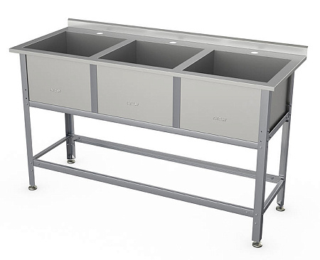 Ванна моечная трехсекционная Атеси Бюджет ВСМ-Б-3.430-1-02 (ВМ-3/430) с бортом Ванна моечная трехсекционная Атеси Бюджет ВСМ-Б-3.430-1-02 (ВМ-3/430) с бортом