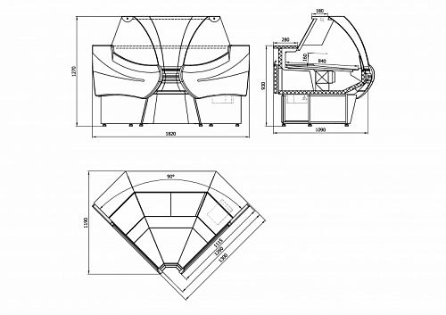Холодильная витрина Enteco master НЕМИГА STANDART УВ 90 ВС угловая, закрытое основание Холодильная витрина Enteco master НЕМИГА STANDART УВ 90 ВС угловая, закрытое основание