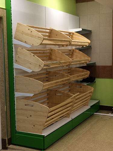 Пристенный стеллаж Евромаркет ХС0062 хлебный, с 2 корзинами Пристенный стеллаж Евромаркет ХС0062 хлебный, с 2 корзинами