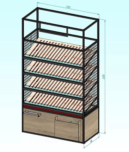 Хлебный стеллаж Евромаркет Onyx 1250 ХС0005 Хлебный стеллаж Евромаркет Onyx 1250 ХС0005
