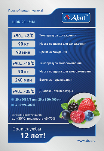 Аппарат шоковой заморозки Abat ШОК-20-1/1М Аппарат шоковой заморозки Abat ШОК-20-1/1М