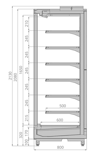 Холодильная витрина Brandford Tesey ESC Slim 250 пристенная Холодильная витрина Brandford Tesey ESC Slim 250 пристенная