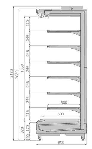 Холодильная витрина Brandford Tesey Slim 190 пристенная Холодильная витрина Brandford Tesey Slim 190 пристенная