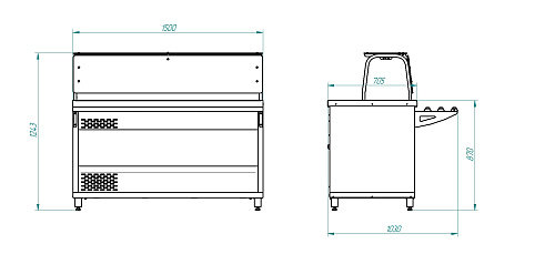 Прилавок-витрина холодильный открытый МХМ ПВХЭ15В серия ШЕФ 1500 Прилавок-витрина холодильный открытый МХМ ПВХЭ15В серия ШЕФ 1500