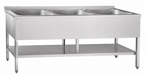 Ванна моечная трехсекционная Abat ВМП-7-3-5РН с полкой Ванна моечная трехсекционная Abat ВМП-7-3-5РН с полкой