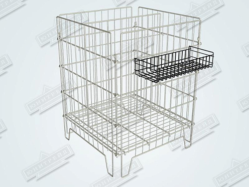 Корзина для распродаж разборная Юнитрейд 420х420 мм с регулируемым дном цинк Корзина для распродаж разборная Юнитрейд 420х420 мм с регулируемым дном цинк