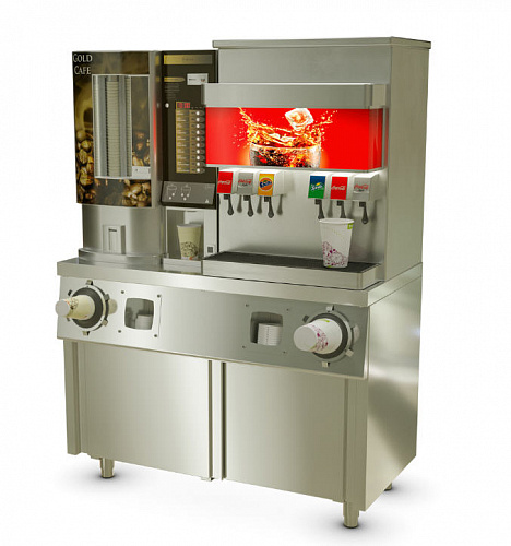 Стол-тумба с диспенсерами для стаканов Атеси СТД-2/1200-2 купе Стол-тумба с диспенсерами для стаканов Атеси СТД-2/1200-2 купе