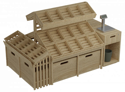 Система деревянных овощных развалов Евромаркет Свежесть урожая ПОН000004 Система деревянных овощных развалов Евромаркет Свежесть урожая ПОН000004