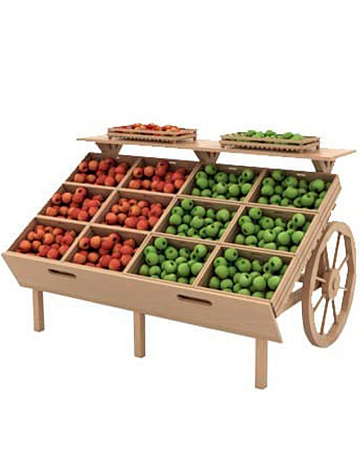Овощной стеллаж Евромаркет Ф006М с ящиками в виде телеги EM-02.106.001 СБ Овощной стеллаж Евромаркет Ф006М с ящиками в виде телеги EM-02.106.001 СБ