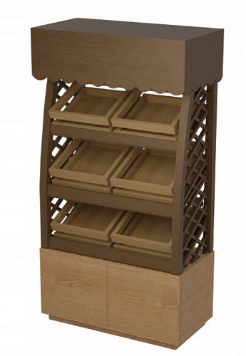 Стеллаж овощной с наклонными полками из дерева Евромаркет Ферма ПОН000003 Стеллаж овощной с наклонными полками из дерева Евромаркет Ферма ПОН000003