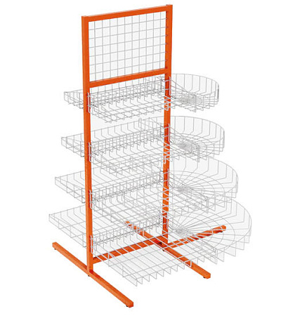 Стойка прикассовая с радиусными полками Евромаркет СП001038 Стойка прикассовая с радиусными полками Евромаркет СП001038