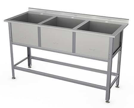 Ванна моечная трехсекционная Атеси Бюджет ВСМ-Б-3.600-1-02 (ВМ-3/600) с бортом Ванна моечная трехсекционная Атеси Бюджет ВСМ-Б-3.600-1-02 (ВМ-3/600) с бортом