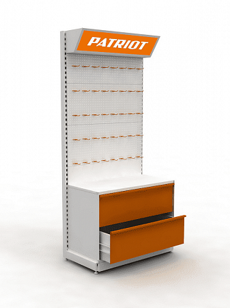Перфорированный стеллаж Евромаркет БС00140 с ящиками Patriot Перфорированный стеллаж Евромаркет БС00140 с ящиками Patriot