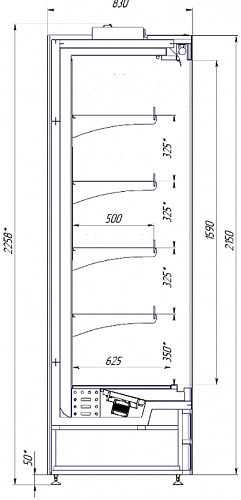 Холодильная горка СНЕЖ GARDA 2500x830x2150 выносной холод Холодильная горка СНЕЖ GARDA 2500x830x2150 выносной холод