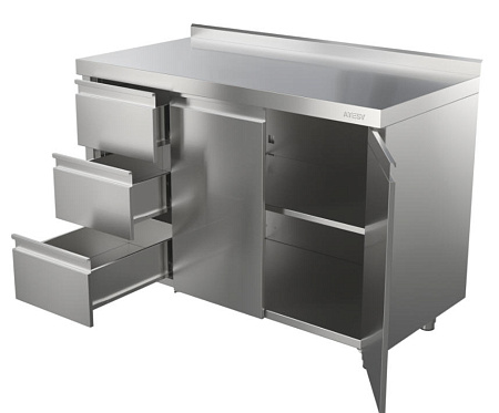 Стол технологический Атеси СТ-С-1-1200.600-02-Р-3Л (СТ-3/1200/600) с ящиками Стол технологический Атеси СТ-С-1-1200.600-02-Р-3Л (СТ-3/1200/600) с ящиками