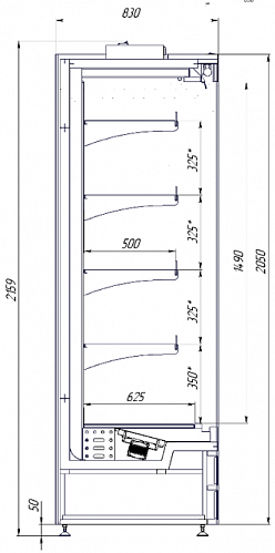 Холодильная горка Bonvini GARDA 2500x830x2050 встроенный холод Холодильная горка Bonvini GARDA 2500x830x2050 встроенный холод