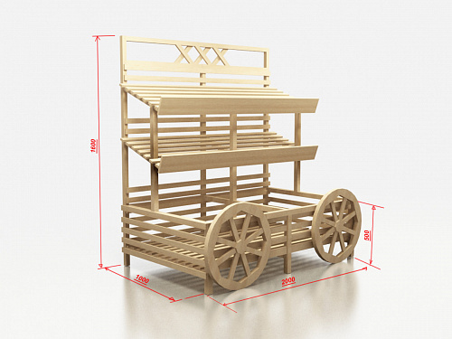 Стеллаж овощной Евромаркет Ф010 в виде телеги EM-02.110.000 СБ Стеллаж овощной Евромаркет Ф010 в виде телеги EM-02.110.000 СБ