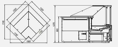 Холодильная витрина МХМ Валенсия ВХС-УВ угловая Холодильная витрина МХМ Валенсия ВХС-УВ угловая