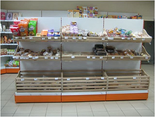 Пристенный стеллаж Евромаркет ХС0060 для хлеба, с фризом Пристенный стеллаж Евромаркет ХС0060 для хлеба, с фризом