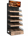 Пристенный стеллаж Евромаркет ХС0068 с фризом, для хлеба и булок Пристенный стеллаж Евромаркет ХС0068 с фризом, для хлеба и булок