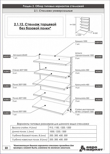 Стеллаж торцевой Евромаркет ТС0019 без базовой полки Стеллаж торцевой Евромаркет ТС0019 без базовой полки