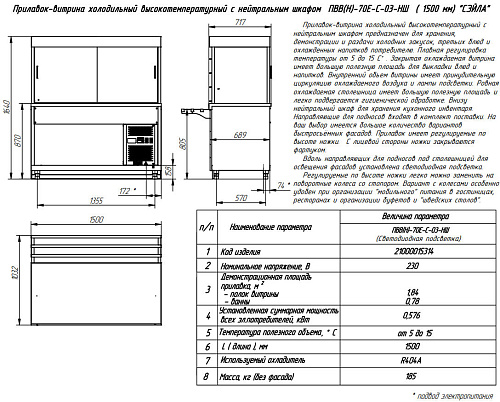 Прилавок-витрина холодильный Abat ПВВ(Н)-70Е-С-03-НШ серия Сэйла Прилавок-витрина холодильный Abat ПВВ(Н)-70Е-С-03-НШ серия Сэйла