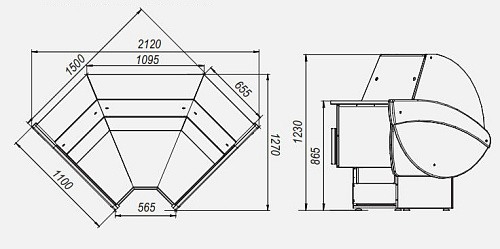 Холодильная витрина МХМ Илеть ВХС-УВ угловая Холодильная витрина МХМ Илеть ВХС-УВ угловая