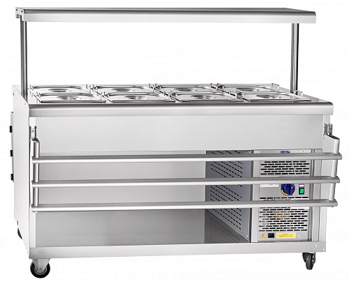 Прилавок для холодных закусок Abat ПВВ(Н)-70ПМ-01-НШ, передвижная линия самообслуживания Прилавок для холодных закусок Abat ПВВ(Н)-70ПМ-01-НШ, передвижная линия самообслуживания