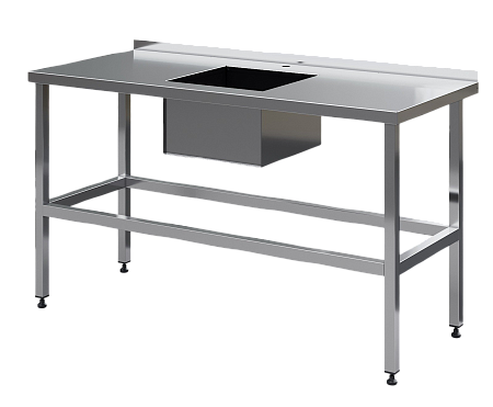 Стол МХМ для общепита, из нержавеющей стали, с мойкой для обработки овощей, с бортом Стол МХМ для общепита, из нержавеющей стали, с мойкой для обработки овощей, с бортом