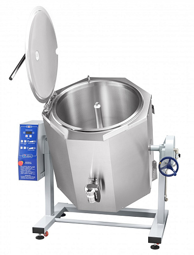 Котел пищеварочный электрический Abat КПЭМ-160-ОМР-ВК с функциями перемешивания и ручного опрокидывания Котел пищеварочный электрический Abat КПЭМ-160-ОМР-ВК с функциями перемешивания и ручного опрокидывания