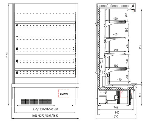 Горка низкотемпературная Enteco master ВИЛИЯ СUBE 125П ВН Горка низкотемпературная Enteco master ВИЛИЯ СUBE 125П ВН