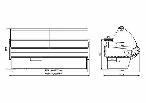Холодильная витрина Enteco master НЕМИГА STANDART 120 ВСн универсальная, закрытое основание Холодильная витрина Enteco master НЕМИГА STANDART 120 ВСн универсальная, закрытое основание