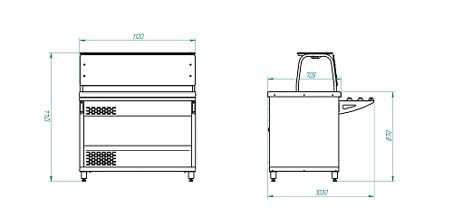 Прилавок-витрина холодильный открытый МХМ ПВХЭ11В серия ШЕФ 1120 Прилавок-витрина холодильный открытый МХМ ПВХЭ11В серия ШЕФ 1120