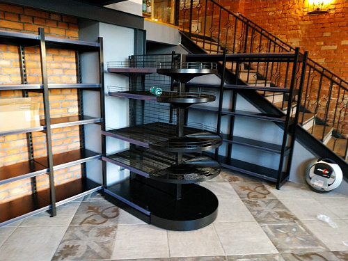 Островной стеллаж Евромаркет СС0058 сетчатый, с полукруглыми полками Островной стеллаж Евромаркет СС0058 сетчатый, с полукруглыми полками