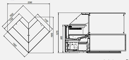 Холодильная витрина МХМ Валенсия ВХС-УН 90 угловая Холодильная витрина МХМ Валенсия ВХС-УН 90 угловая