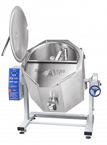 Котел пищеварочный электрический Abat КПЭМ-100-ОМР-ВК с функциями перемешивания и ручного опрокидывания Котел пищеварочный электрический Abat КПЭМ-100-ОМР-ВК с функциями перемешивания и ручного опрокидывания