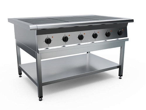 Профессиональная электрическая плита с чугунными конфорками Rada P9Q6/S на подставке Профессиональная электрическая плита с чугунными конфорками Rada P9Q6/S на подставке