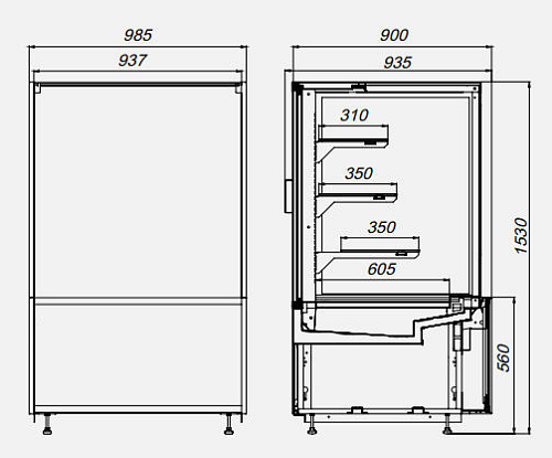 Кондитерская холодильная витрина МХМ Бордо ВХСо-0,937 Кондитерская холодильная витрина МХМ Бордо ВХСо-0,937