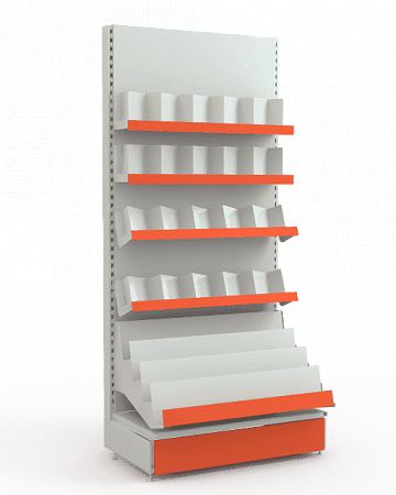 Пристенный стеллаж Евромаркет ПС00102 для продажи книг и CD-DVD дисков Пристенный стеллаж Евромаркет ПС00102 для продажи книг и CD-DVD дисков