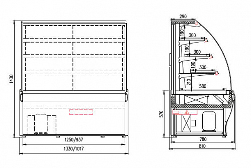 Холодильная витрина Enteco master ВИЛИЯ PREMIUM 100 ВВ(К) кондитерская, с боковинами Холодильная витрина Enteco master ВИЛИЯ PREMIUM 100 ВВ(К) кондитерская, с боковинами