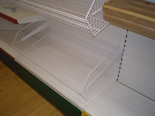 Пристенный стеллаж Евромаркет ПС0035 с корзинами и фризом Пристенный стеллаж Евромаркет ПС0035 с корзинами и фризом