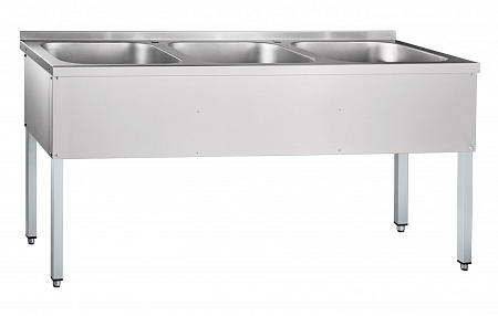 Ванна моечная трехсекционная Abat ВМП-6-3-5РЧ крашеный каркас Ванна моечная трехсекционная Abat ВМП-6-3-5РЧ крашеный каркас