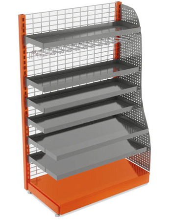 Стеллаж прикассовый Евромаркет СП001034 с перфорированными боковинами Стеллаж прикассовый Евромаркет СП001034 с перфорированными боковинами