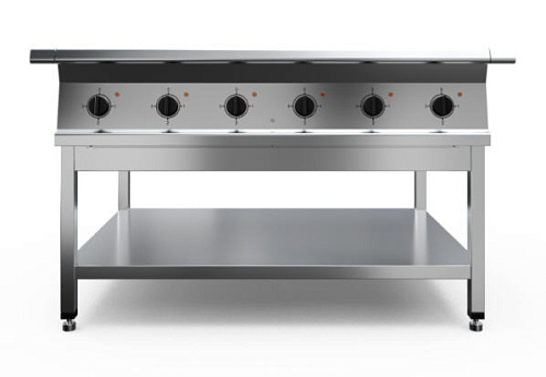 Профессиональная электрическая плита с чугунными конфорками Rada P9Q6/S на подставке Профессиональная электрическая плита с чугунными конфорками Rada P9Q6/S на подставке