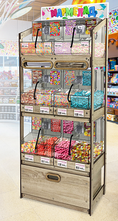 Стеллаж для конфет, драже, мармелада Евромаркет Изобилие 002 Стеллаж для конфет, драже, мармелада Евромаркет Изобилие 002