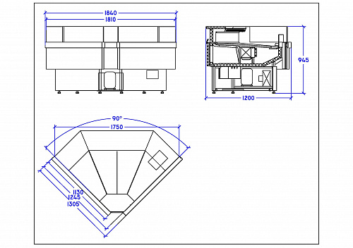 Холодильная витрина Enteco master НЕМИГА CUBE УВ 90 ВС Self угловая, выносной агрегат Холодильная витрина Enteco master НЕМИГА CUBE УВ 90 ВС Self угловая, выносной агрегат
