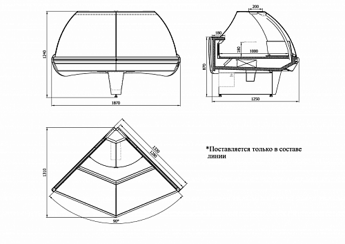 Холодильная витрина Enteco master НЕМИГА LUX УВ 90 ВС Self угловая Холодильная витрина Enteco master НЕМИГА LUX УВ 90 ВС Self угловая
