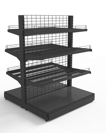 Островной стеллаж Евромаркет СС0051 сетчатый, низкий Островной стеллаж Евромаркет СС0051 сетчатый, низкий