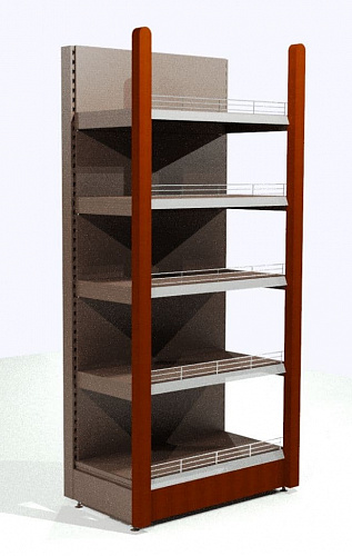 Стеллаж пристенный Евромаркет СА0087 с передней стойкой и накладками из массива Стеллаж пристенный Евромаркет СА0087 с передней стойкой и накладками из массива